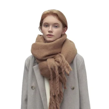 Осенне-зимний однотонный длинный шарф из мягкого клееного материала idle style thermal с шарфом, создающим ощущение атмосферы.