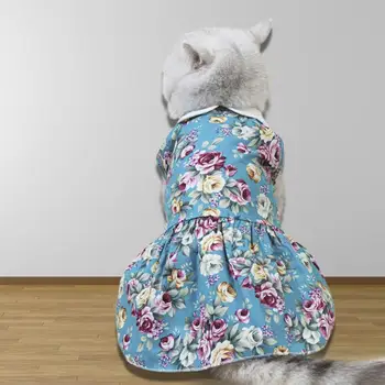Отличная юбка для собак, легкое платье для кошек, летние наряды, одежда для собак, отложной воротник, хлопковая одежда для домашних животных, товары для домашних животных