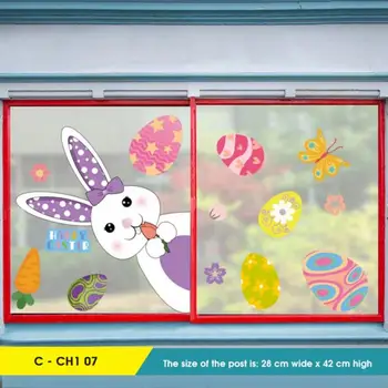 Пасхальное яйцо пасхального кролика, безликий карлик, статические наклейки на окна, наклейки на стекло