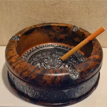 Пепельница В стиле Ретро с деревянным Тиснением для домашнего Офиса, Портсигар для Табака