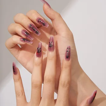 Печать на ногтях, Ногти в китайском стиле, Ручная роспись, Чистая ручная работа, Накладные ногти с наклейками в китайском стиле, Нейл-арт Ink Bird, Маникюр для ногтей