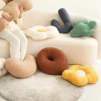 Плюшевая подушка для дивана неправильной формы, кактус, пончик, пушистые плюшевые игрушки, креативная декоративная подушка для сидения стула, подушка для домашнего декора