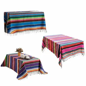 Пляжное одеяло в этническом стиле, хлопковый Мексиканский коврик в полоску ручной работы с кисточками, Индийское радужное одеяло ручной работы для дома и пикников