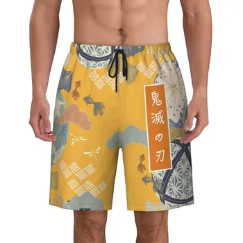 Пляжные шорты Demon Slayer Susamaru, мужские модные пляжные шорты, трусы Kimetsu No Yaiba, быстросохнущие плавки