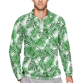 Повседневные рубашки поло с пальмовыми листьями, Футболки с принтом тропических растений, рубашка с длинными рукавами, осенняя винтажная мужская одежда большого размера, подарок