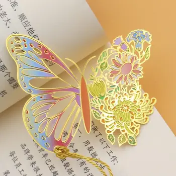 Подарок на день рождения любителям книг, выдолбленная закладка с бабочкой и цветком, Металлическая закладка для чтения, Маркер для страниц книг, книжный пейджинатор