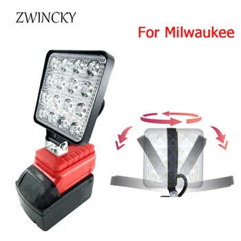 Портативная светодиодная лампа ZWINCKY для Milwaukee с литий-ионным аккумулятором 18 В, уличный светильник для дома, беспроводной светодиодный рабочий фонарь