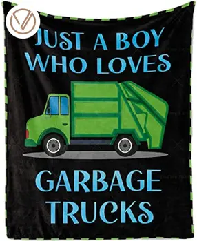 Просто мальчик, который любит мусоровозы Одеяло для мальчиков, Детское одеяло для мусоровозов, Мягкая уютная легкая фланель