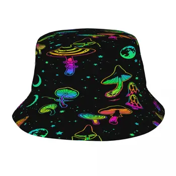 Психоделические грибы и Луны, панама, летние шляпы, рыбацкая шляпа, складные женские мужские солнцезащитные кепки