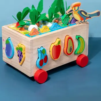 Развивающие деревянные кубики для малышей, строительные игрушки для малышей, деревянные развивающие строительные блоки, Редиска для малышей