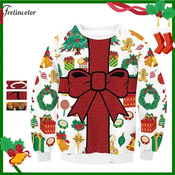 Рождественская толстовка для женщин, пуловер, уличная одежда большого размера, подарочный рисунок, спортивный костюм для пары, Винтажная женская одежда