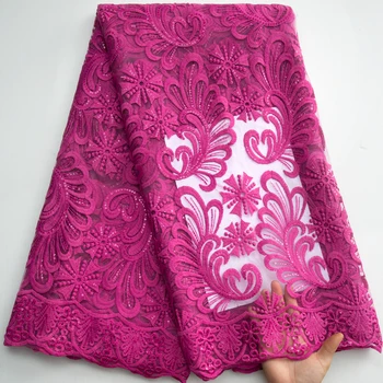 Розовая Французская кружевная ткань из тюля молочного цвета 2023 Высококачественная Африканская сетчатая кружевная ткань с блестками, Нигерийское сетчатое кружево Y3369