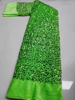 Роскошная одежда из зеленой бархатной кружевной ткани, новейшая нигерийская французская тюлевая кружевная ткань с 3D блестками, высококачественная африканская кружевная ткань с блестками