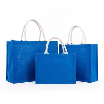Синяя сумка-тоут, студенческая сумка Унисекс, сумка для покупок, сумка через плечо, портативная экологичная сумка, простая сумка большой емкости