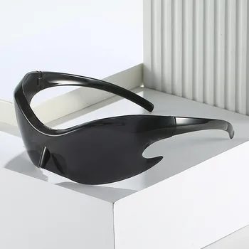 Спортивные солнцезащитные очки Y2K Женские Тенденции 2023 года, солнцезащитные очки в стиле панк, мужские солнцезащитные очки в стиле ретро класса люкс, цельные солнцезащитные очки особой формы