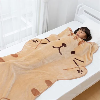 Фланелевое одеяло с милым котом в форме плюшевых животных, летний кондиционер, одеяла для сна с мультяшными кошками, офисный плед для сна для детей, детские