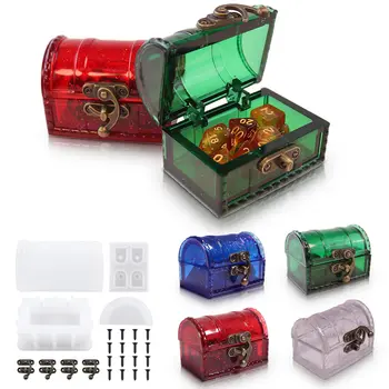 Форма для шкатулки для хранения ювелирных изделий Коробка для сундуков с сокровищами Формы из смолы Формы для кубиков