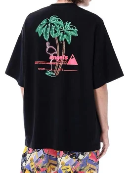 Футболка с буквенным логотипом 2023 года, высококачественная футболка с изображением кокосовой пальмы с коротким рукавом, модная мужская и женская футболка для хай-стрит