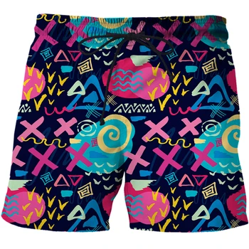 Хип-хоп уличная одежда Мужские пляжные шорты для плавания мужские Плюс Размер Граффити С 3D Принтом быстросохнущие Пляжные Шорты 2023 Летние шорты-бермуды