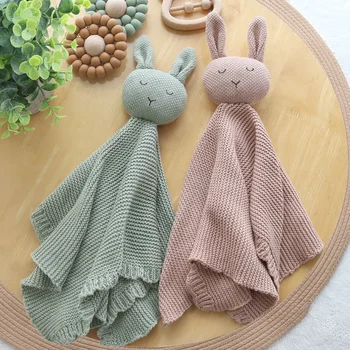 Хлопчатобумажное детское милое вязаное одеяло с кроликом для новорожденных, плюшевые игрушки 2023, Новая игрушка-кролик, защитное одеяло, Мягкое покрывало