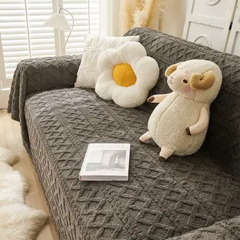 Чехол для дивана, многоразмерный секционный чехол для дивана, тканевая простыня, теплое одеяло для дивана, плюшевые жаккардовые чехлы для защиты от кошачьих царапин