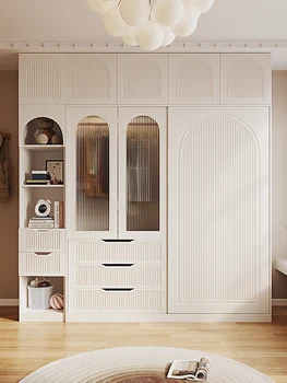 Шкаф в стиле французского крема, маленькая раздвижная дверь, шкафчик для спальни, современный простой высококачественный готовый шкаф