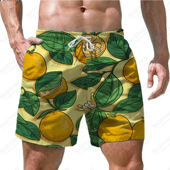 Шорты с рисунком с 3D-печатью фруктов, мужские уличные шорты, удобные повседневные шорты, Летние простые шорты для плавания
