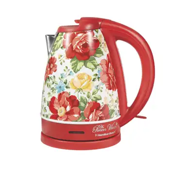 Электрический чайник Pioneer Woman с винтажным цветочным рисунком, красный, 1,7 л